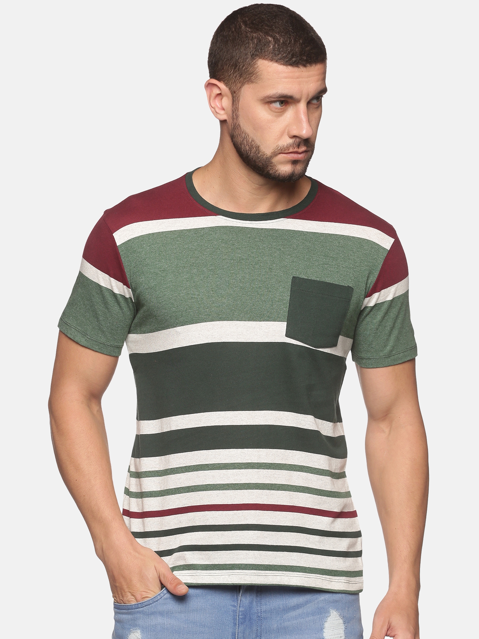 UrGear | UrGear Men Striped Round Neck Multicolor T-Shirt 0