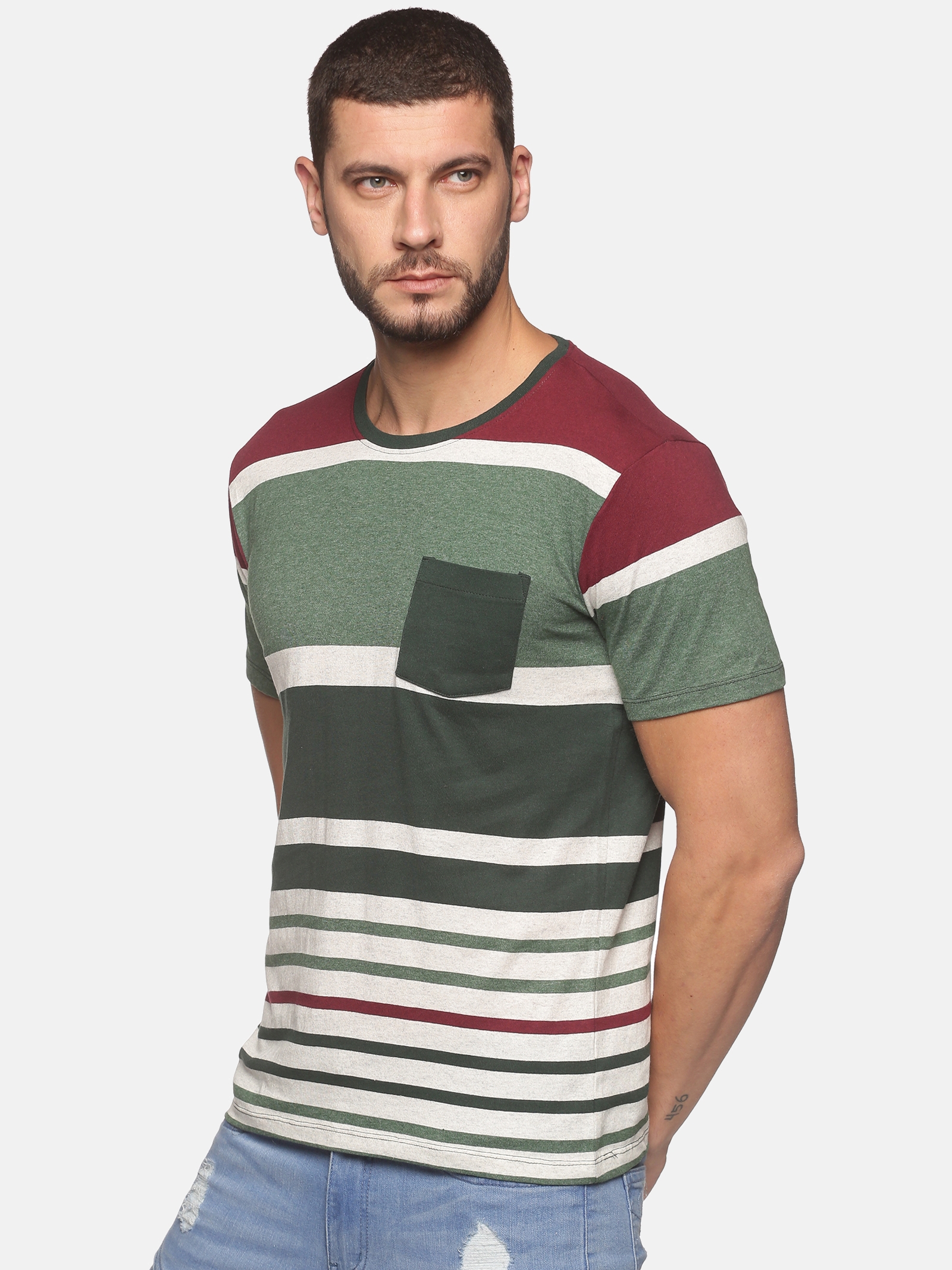 UrGear | UrGear Men Striped Round Neck Multicolor T-Shirt 2