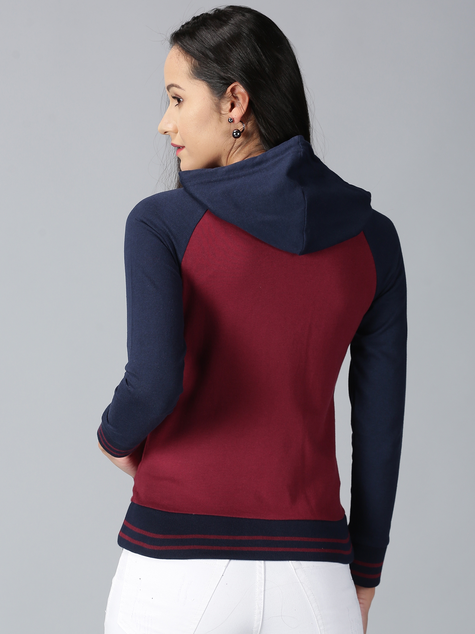 UrGear | UrGear Women Brown and Navy Colorblocked Hooded Sweatshirt 2