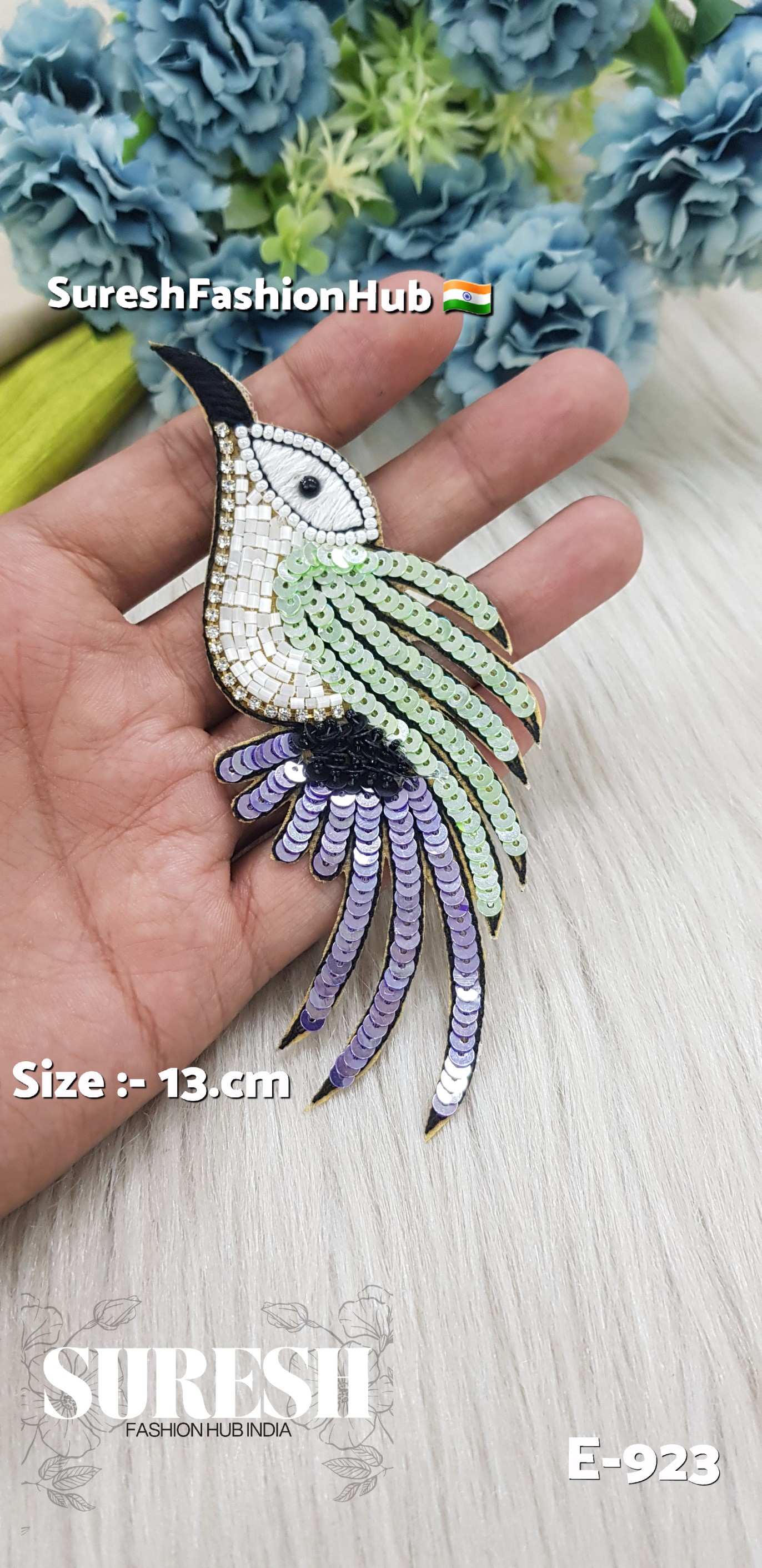 E-923 Cool Green Left Side Humming Bird Patch