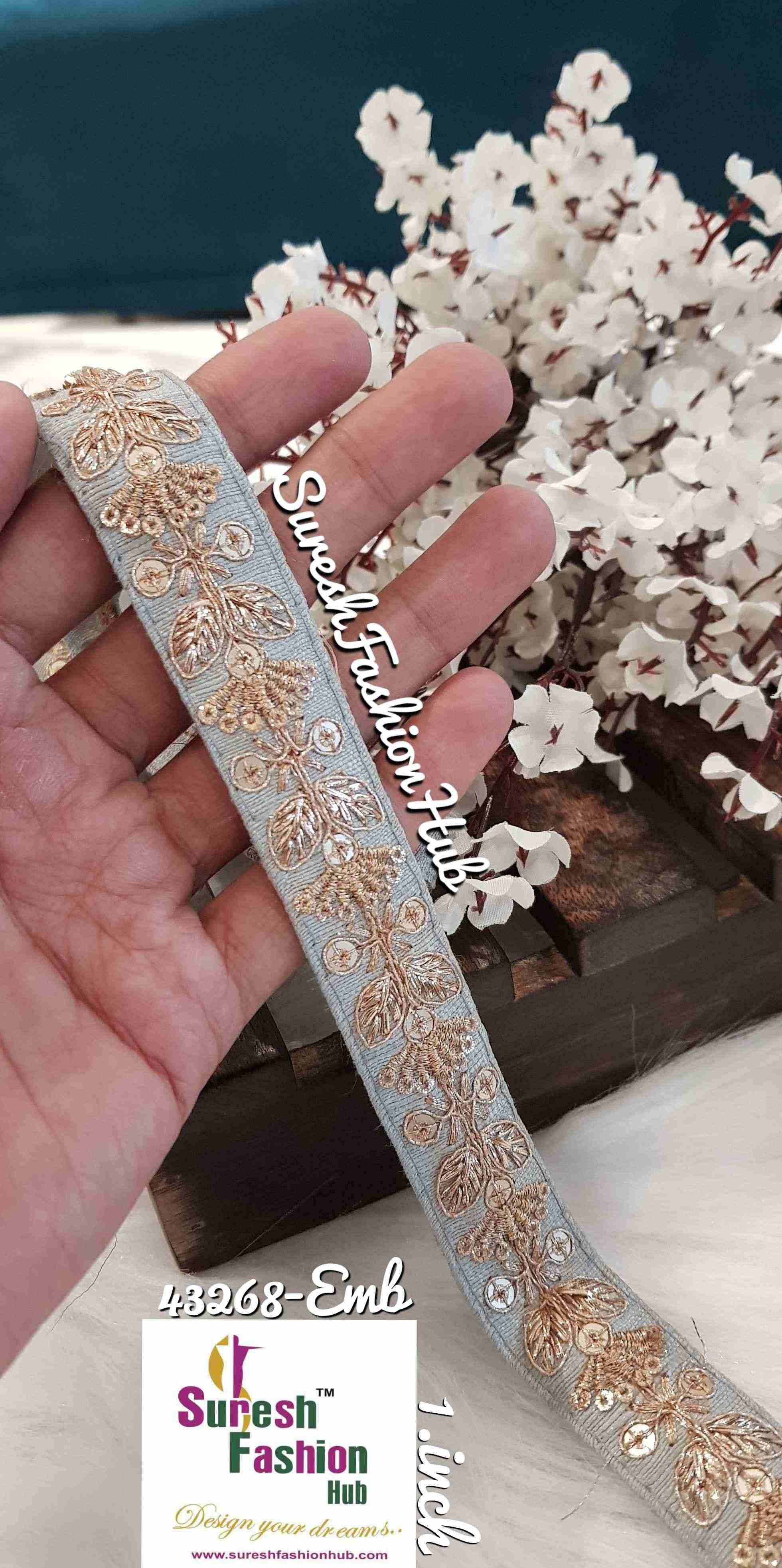 Greyish color Embroidered trim