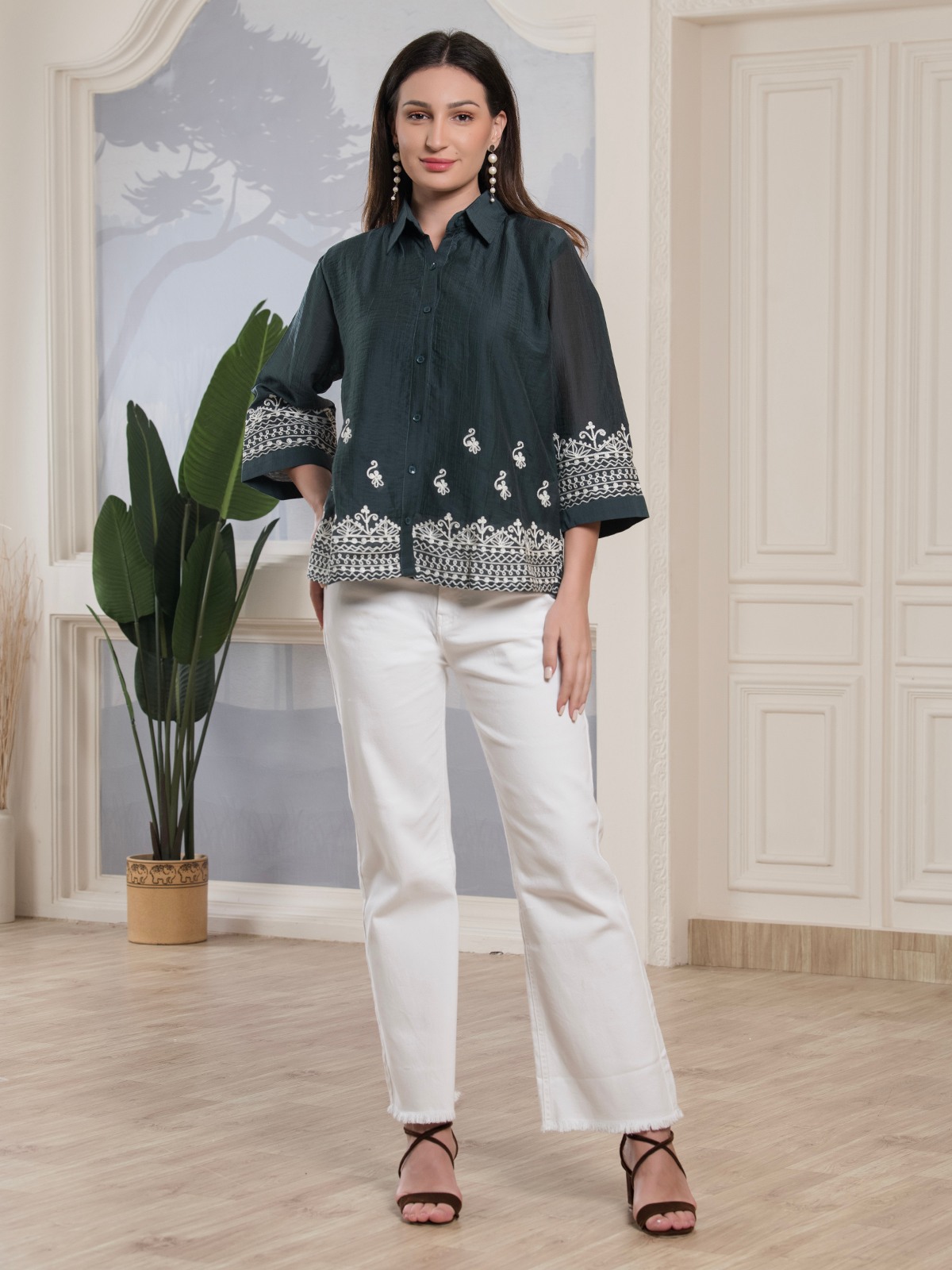 ALBION SMART LADIES GREEN TOP
