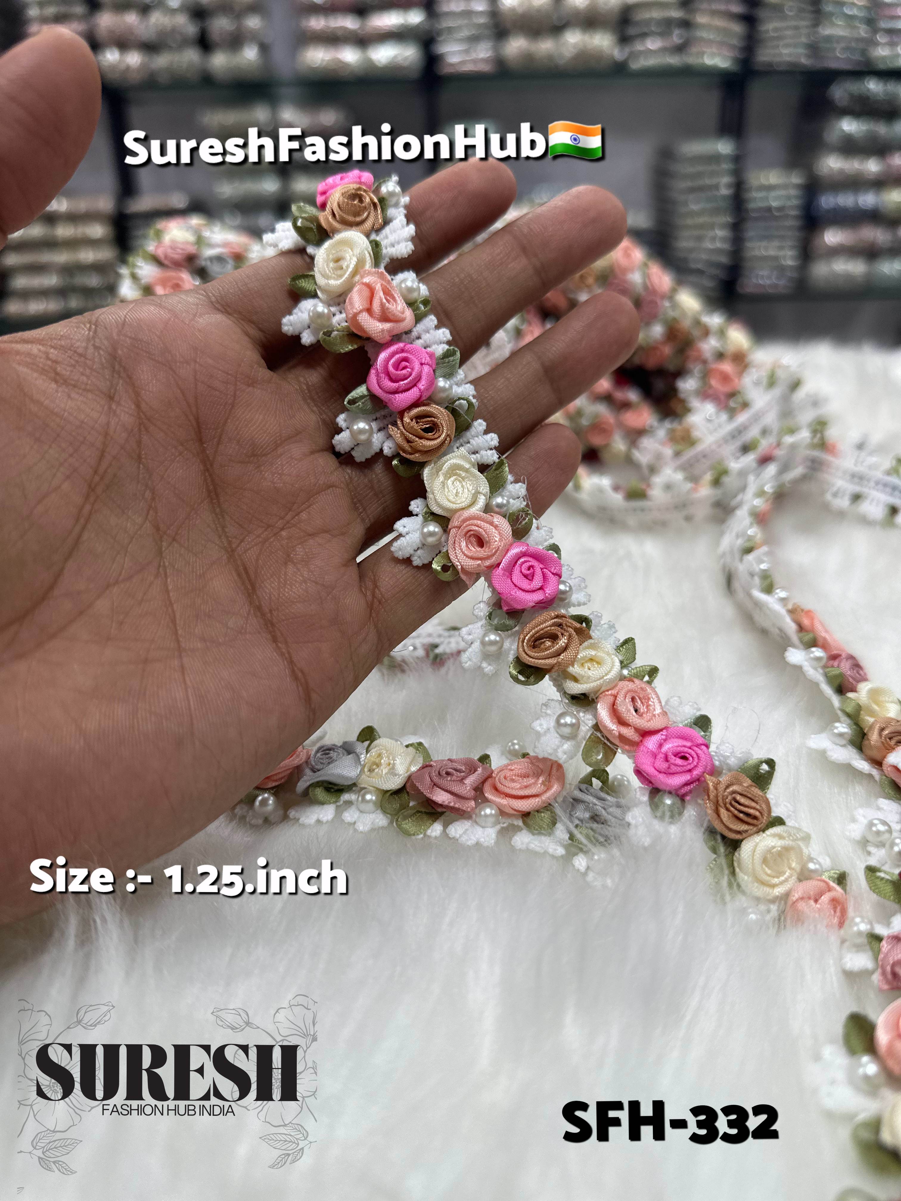 Pink Rose Ribbon GPO Lace