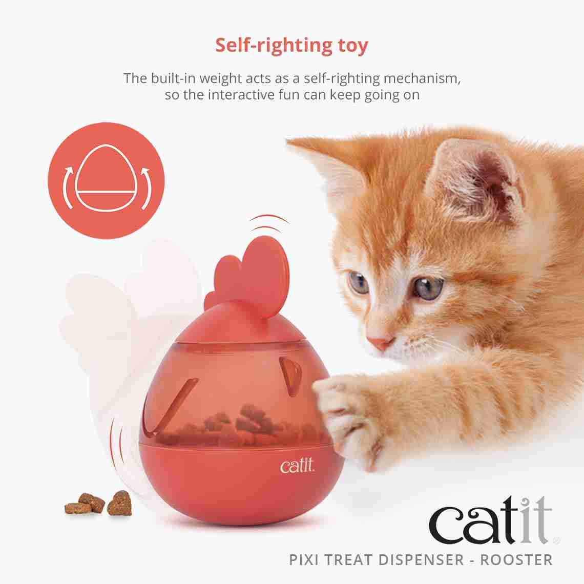 Catit PIXI Treat Dispenser Slow Feeder,  Interactive Treat Toy for Cats Rooster