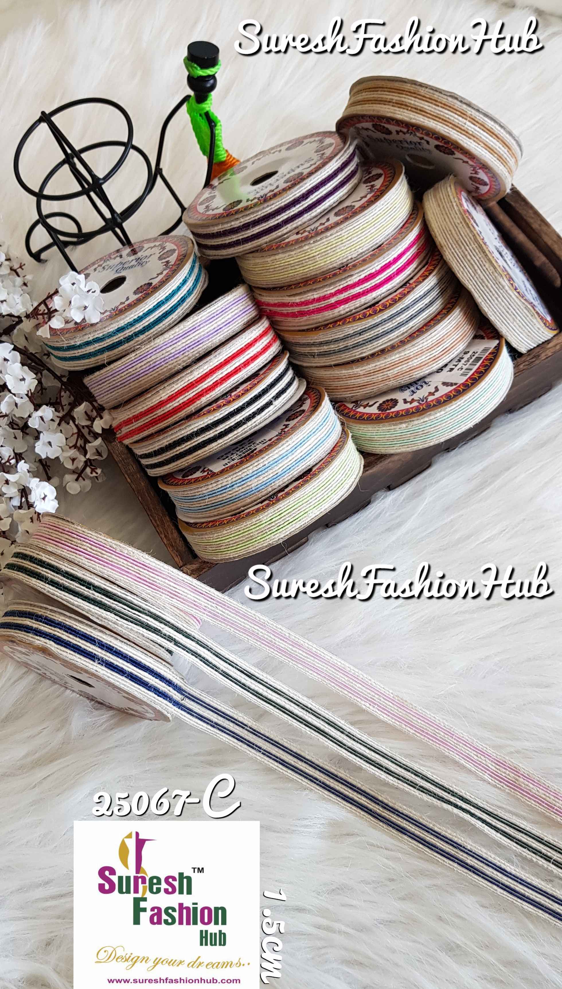 Pastel Blue & White Stripes Thin Trim