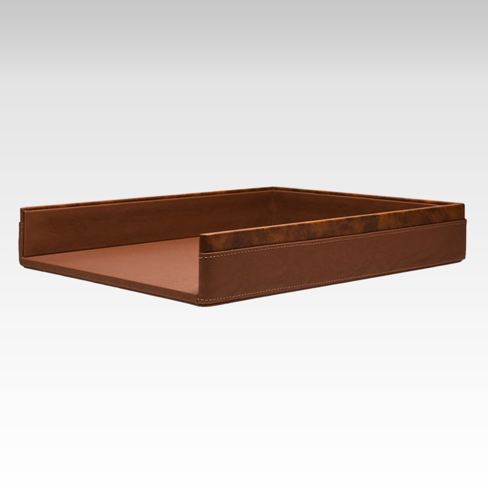 A4 Size Paper Tray / Letter Tray / Desk Organizer / Leather Office Accessory in Premium Faux Leather | Lycra Series | Camel