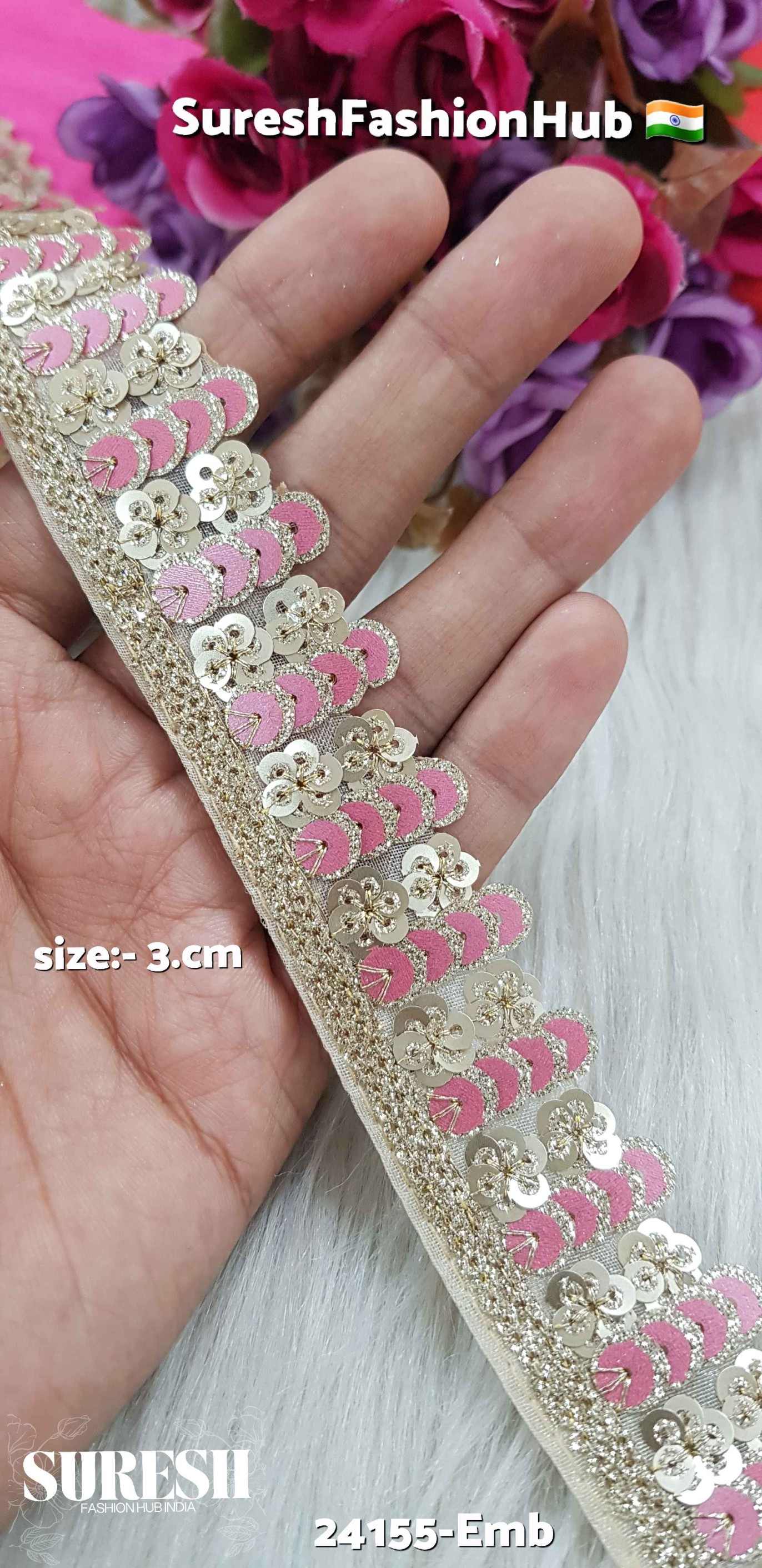 Bright Pink Bliss Multi-Sequence Floral Organza Lace
