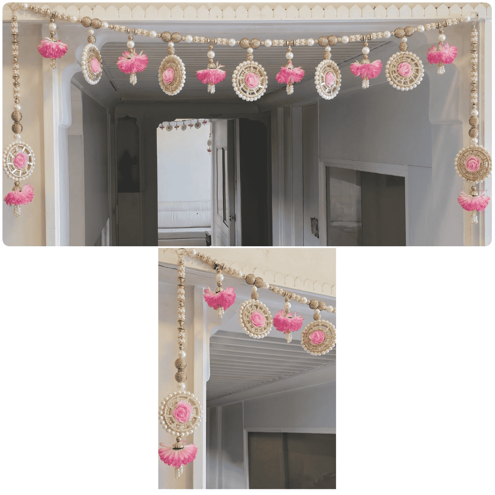 Bandarwal with flowers and pearls rings