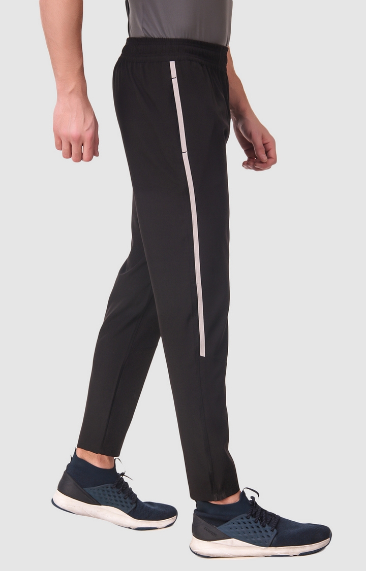 Men's Black Polyester Solid Trackpant