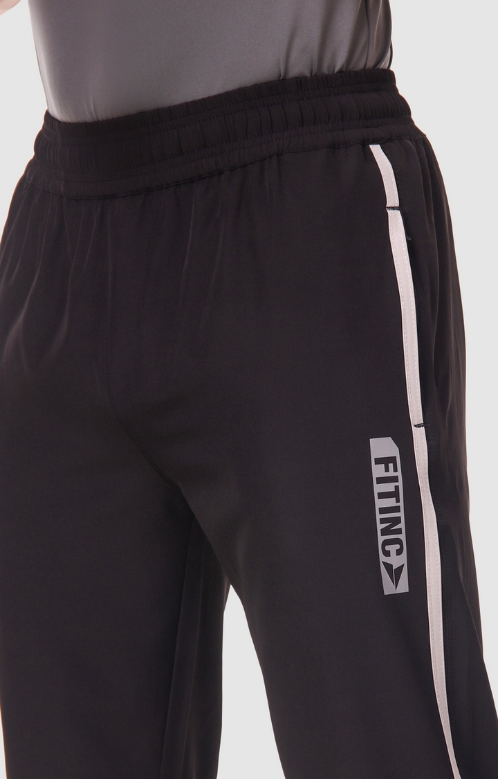 Fitinc | Men's Black Polyester Solid Trackpant 4