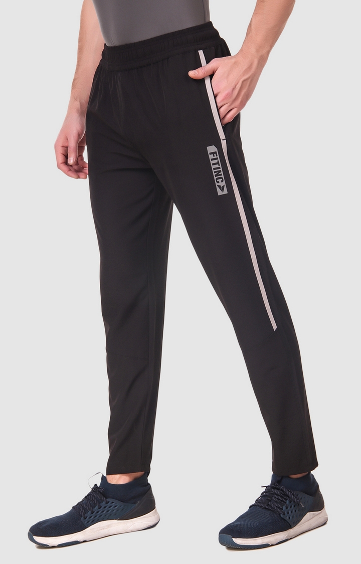 Fitinc | Men's Black Polyester Solid Trackpant 0