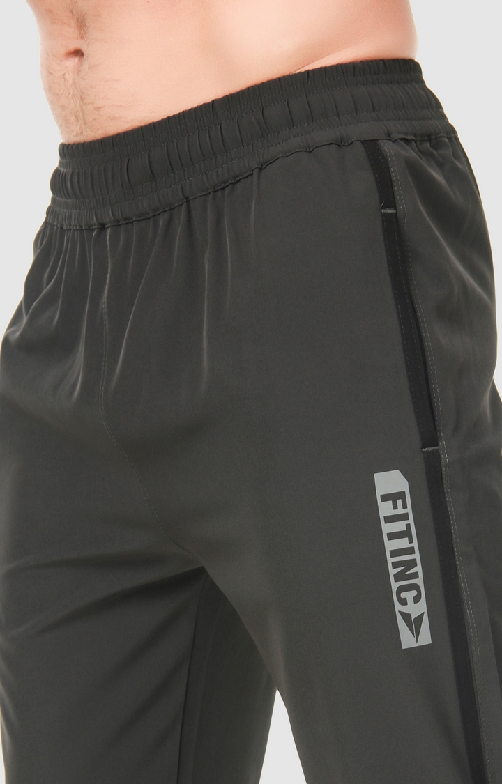 Fitinc | Men's Dark Grey Polyester Solid Trackpant 5