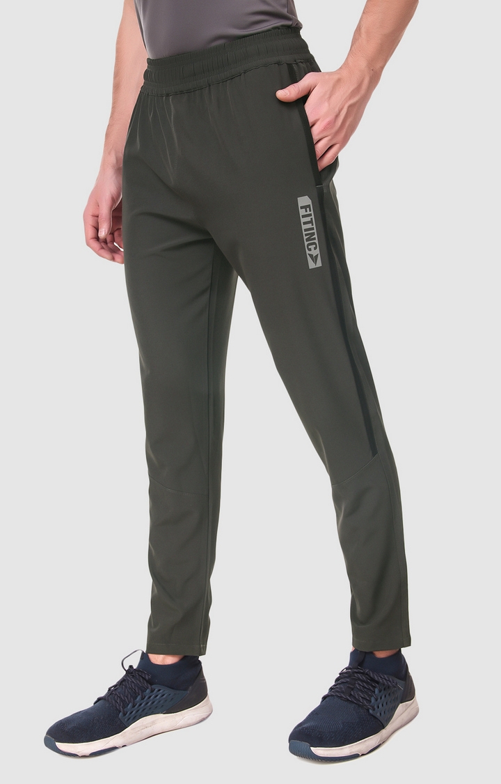 Fitinc | Men's Dark Grey Polyester Solid Trackpant 2