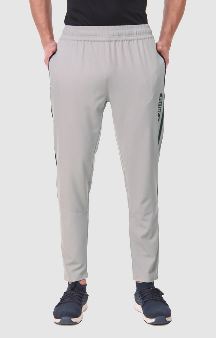 Fitinc | Men's Light Grey Polyester Solid Trackpant 0