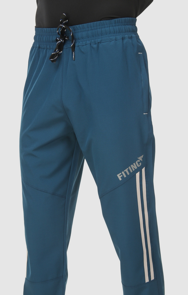 Fitinc | Men's Blue Polyester Solid Trackpant 4