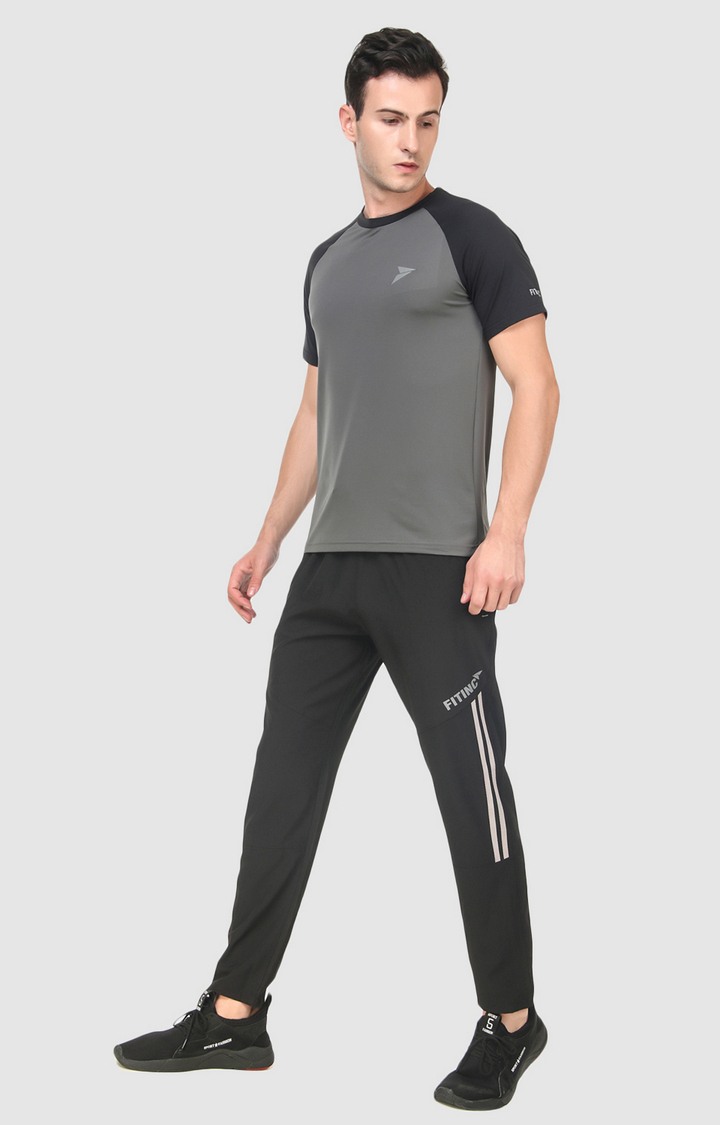 Men's Black Polyester Solid Trackpant