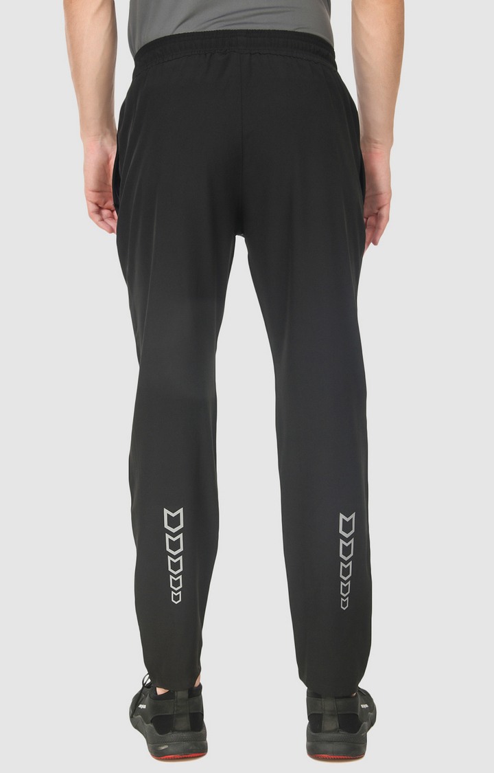 Men's Black Polyester Solid Trackpant