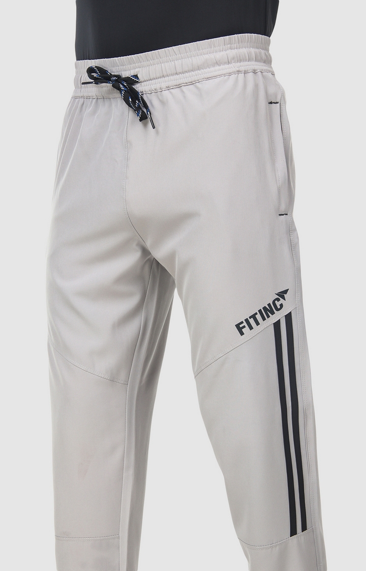 Fitinc | Men's Light Grey Polyester Solid Trackpant 5