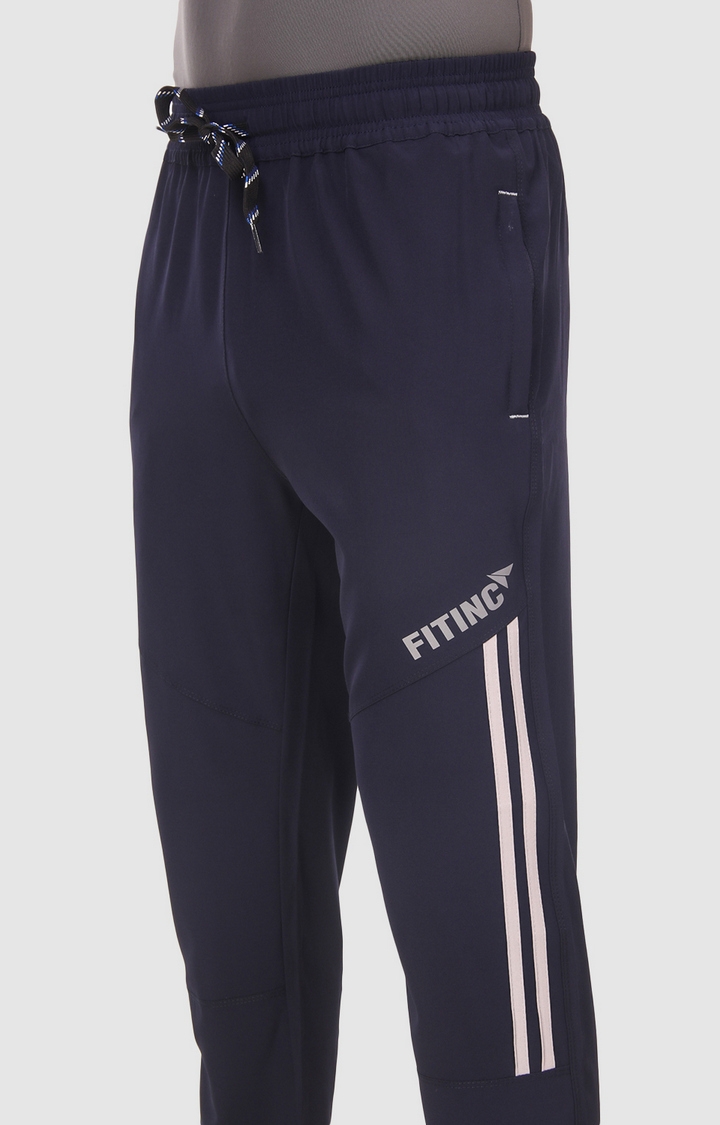 Fitinc | Men's Navy Blue Polyester Solid Trackpant 5