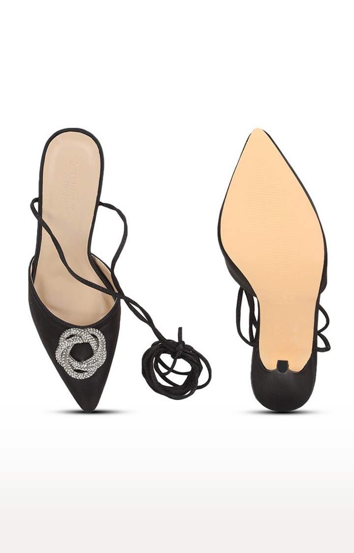 Women's Black Solid Lycra Sandals