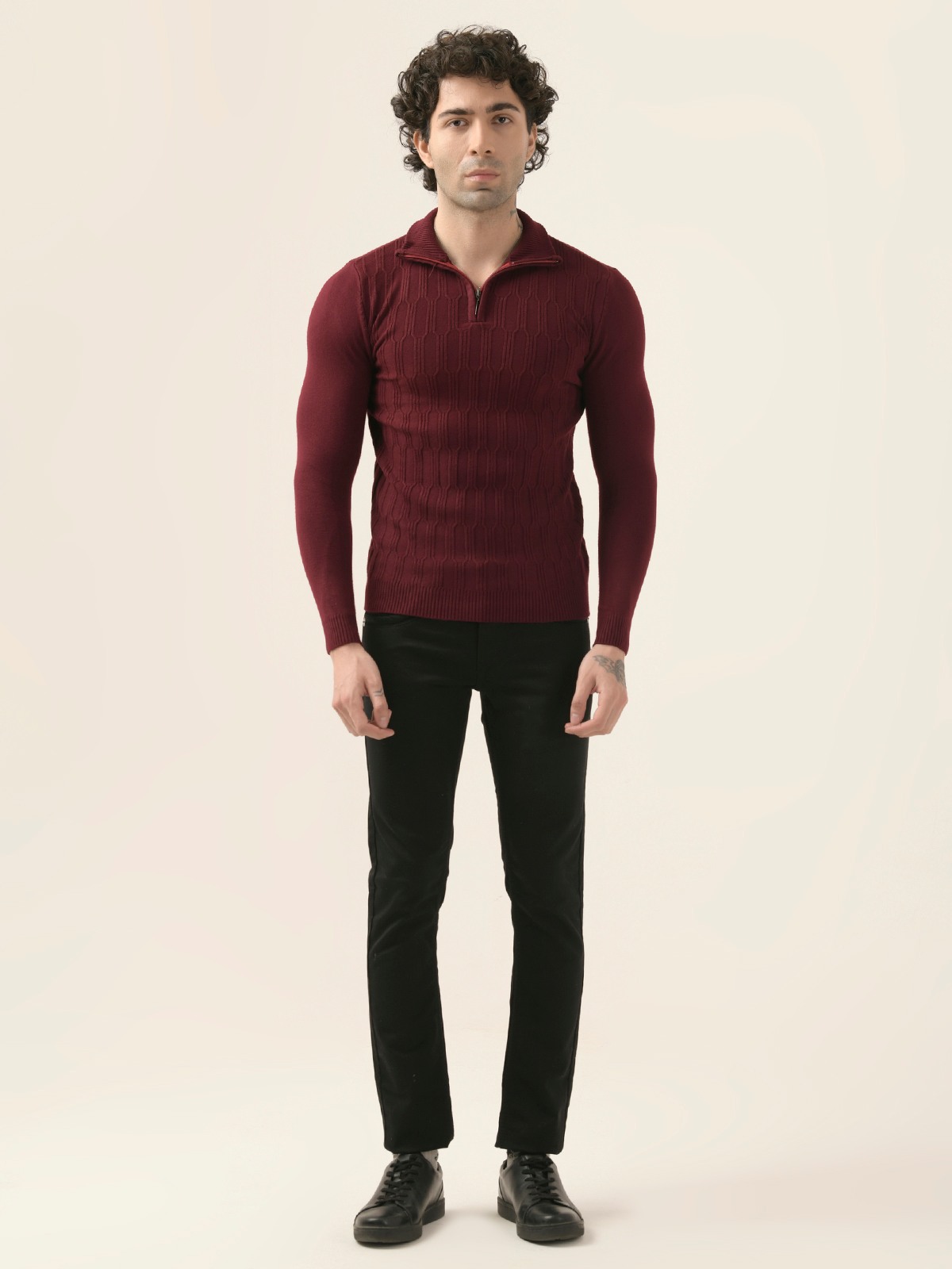 ALBION Mens Winter Maroon Sweaters