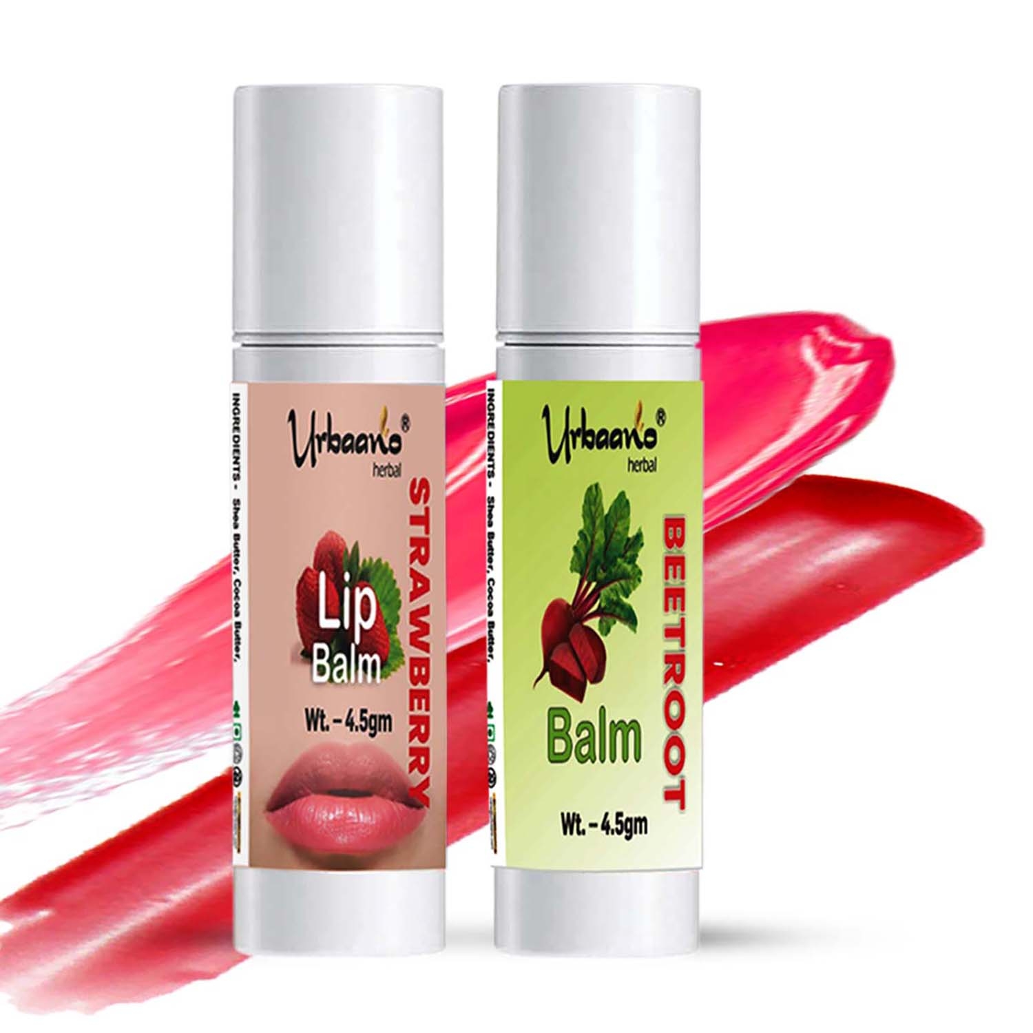 Urbaano Herbal | Urbaano Herbal Strawberry & Beetroot Tint Color Lip Balm Combo, ECOCERT Squalane with Natural SPF, Ultra Moisturization–Women & Teens-4.5gm each 0