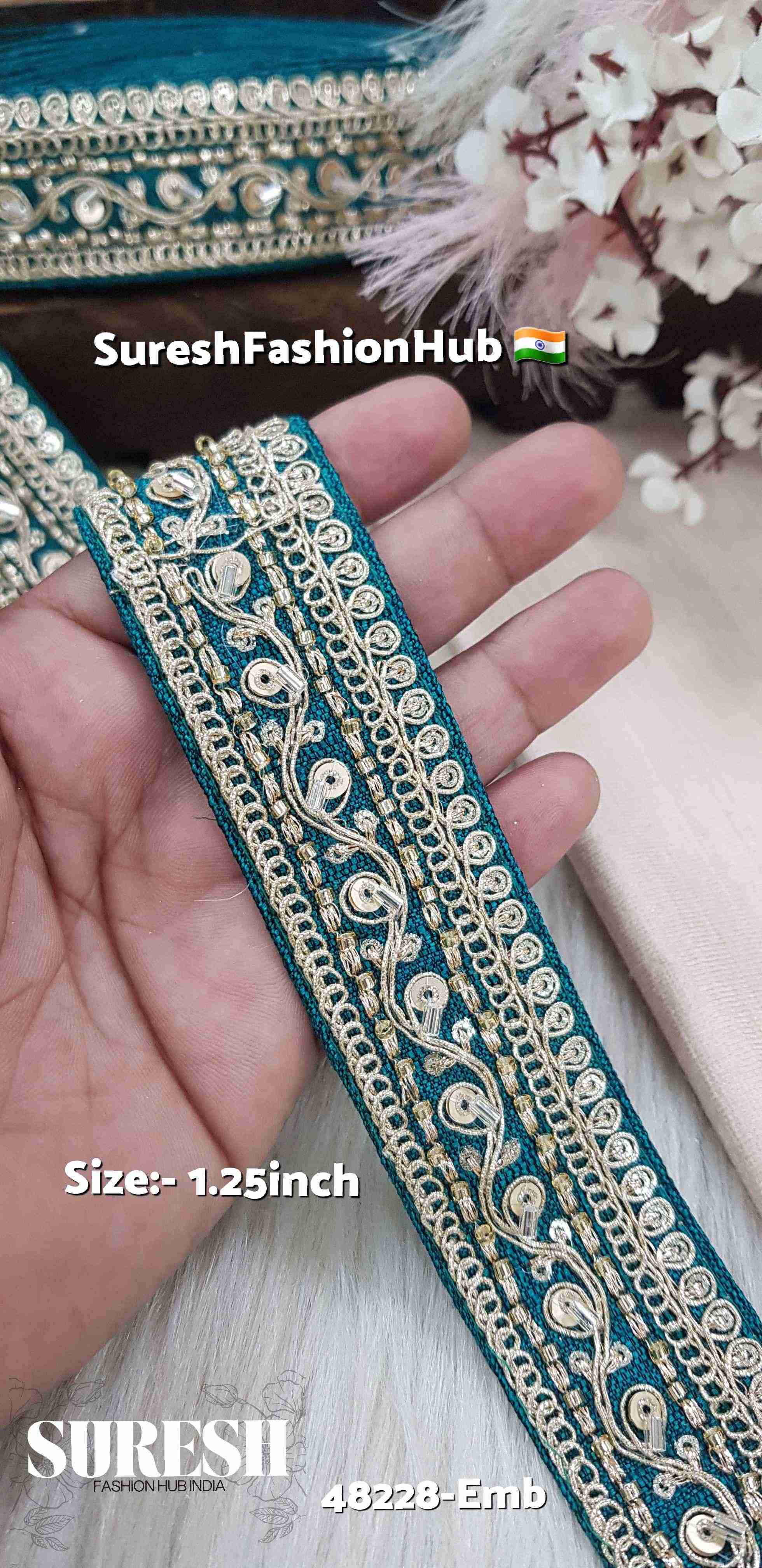 Graceful Floral Embroidered Border Rama