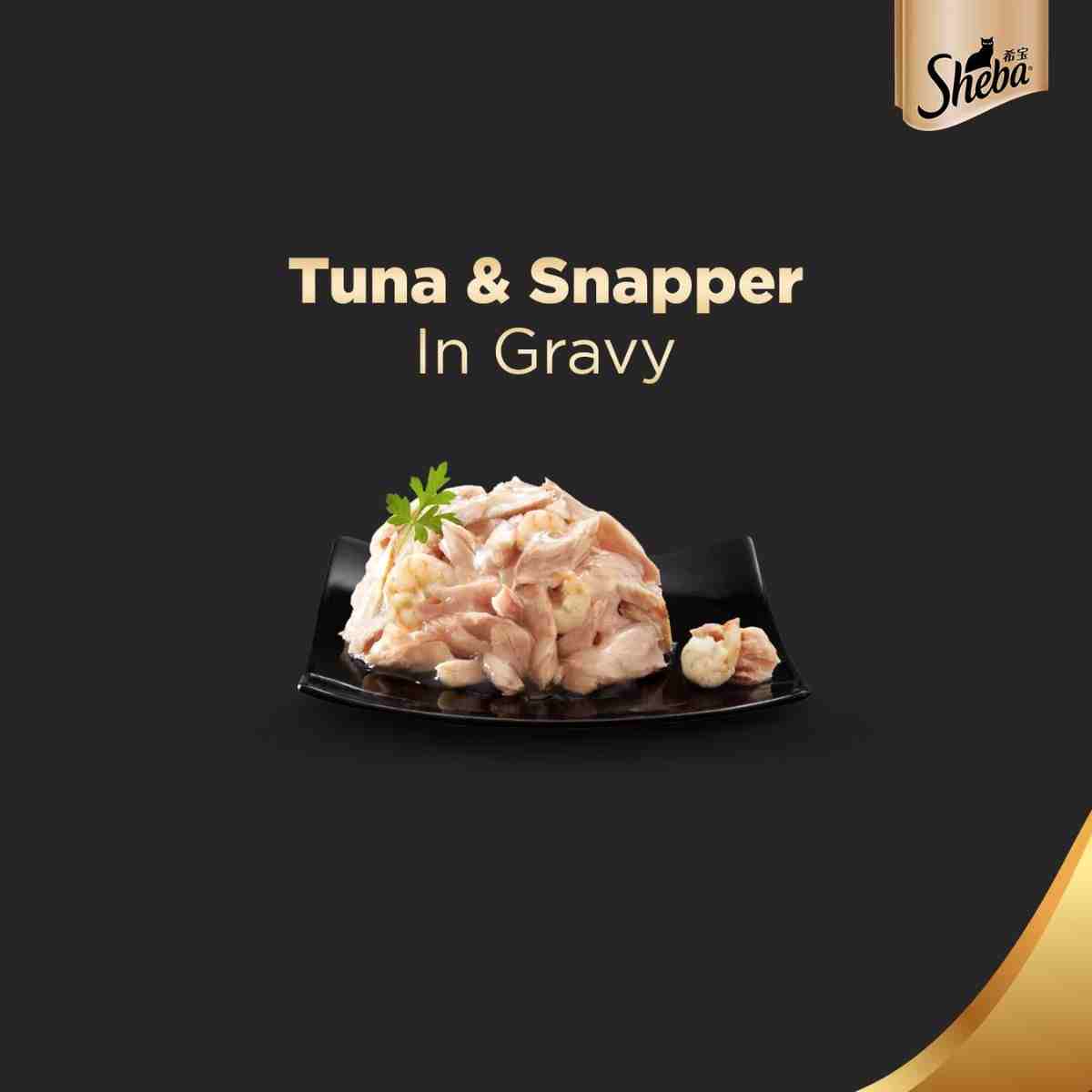 Sheba Deluxe Tuna White Meat & Snapper In Gravy Premium Canned Wet Cat Food - 85 gm