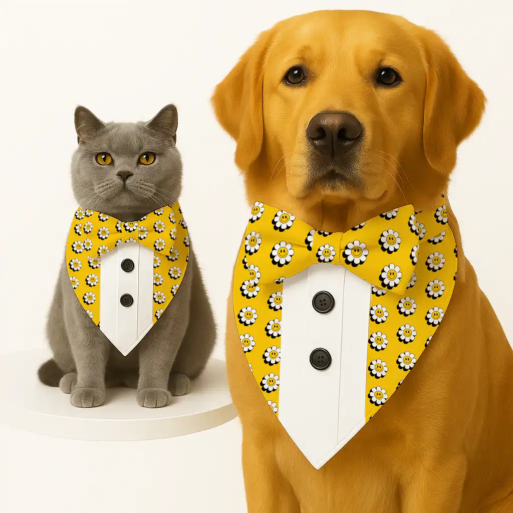 PawsIndia Special Edition Sunflower Pattern Printed Tuxedo for Pets