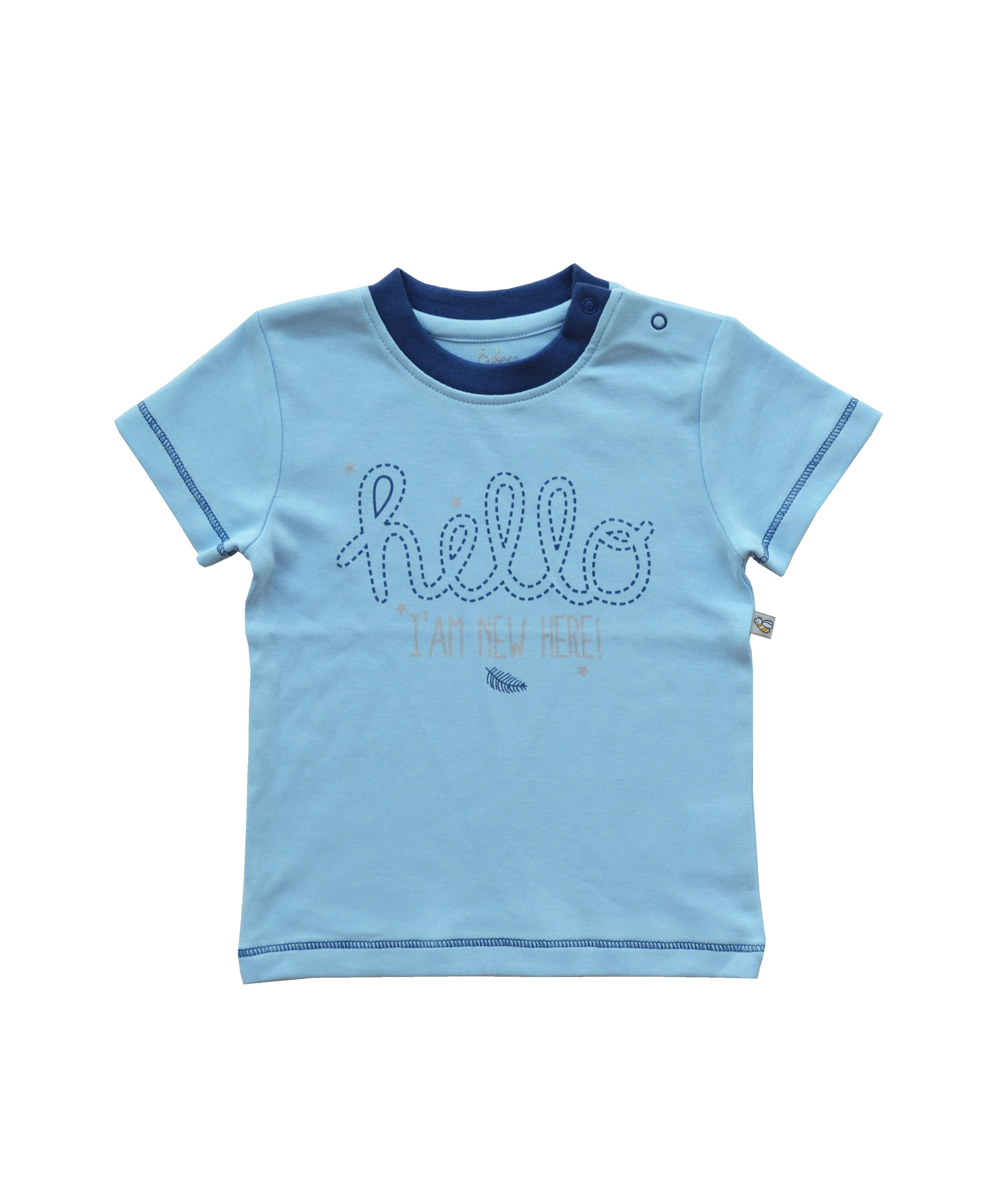 Babeez | Blue T-Shirt with Hello Print  (100% Cotton Interlock Biowash) undefined