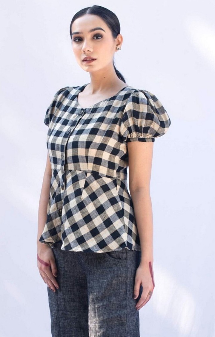 Women's Multi Linen Checked Tunics