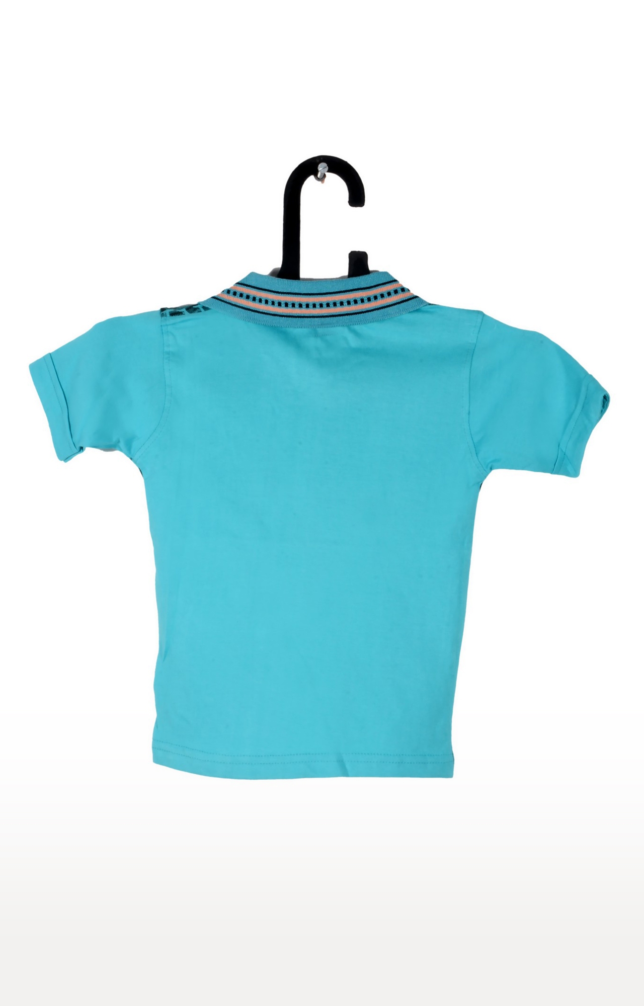 V Brown | Light Blue Cotton Printed Polo Neck T-shirt 1
