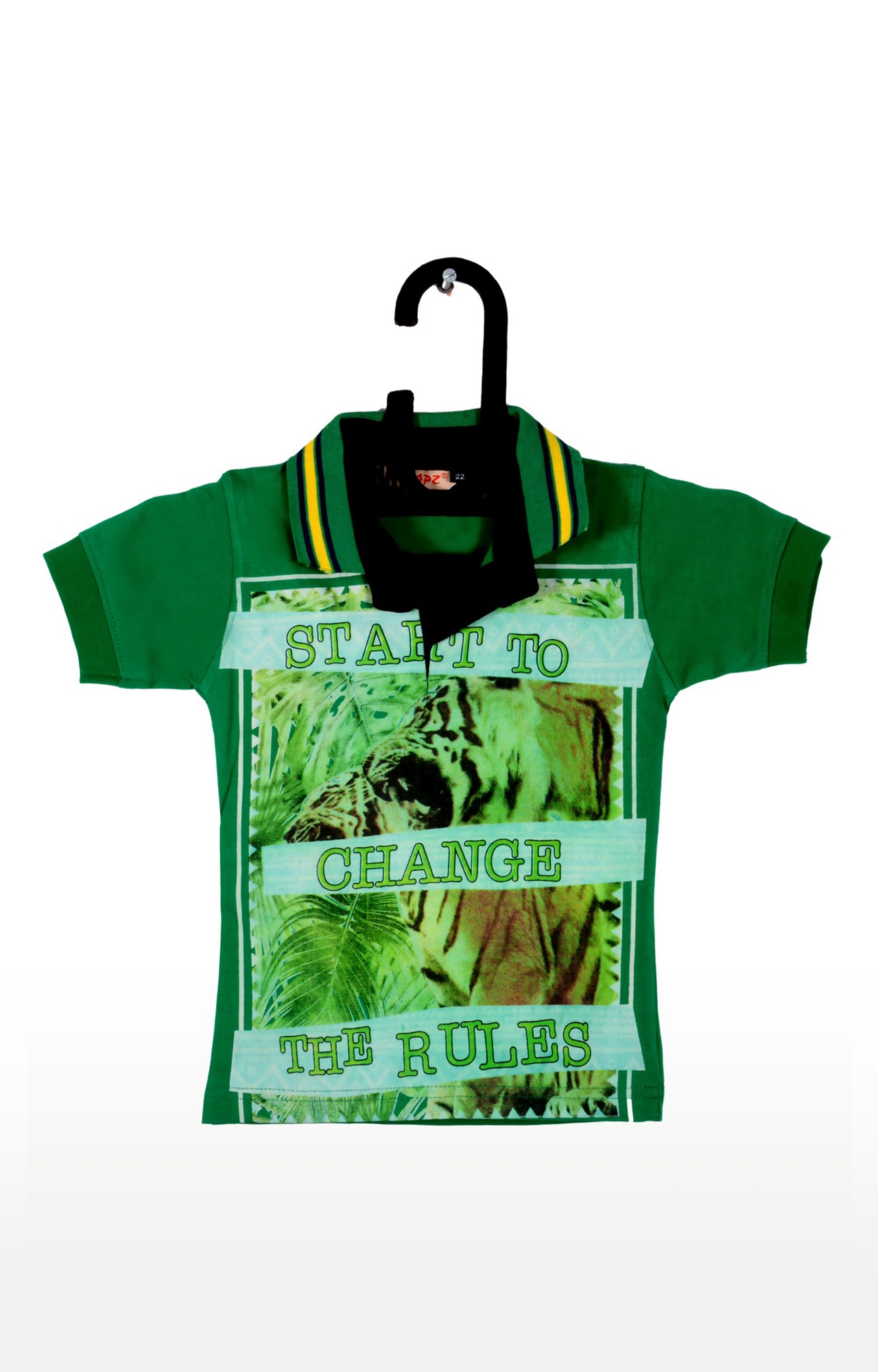 V Brown | Green Cotton Printed Polo Neck T-shirt 0
