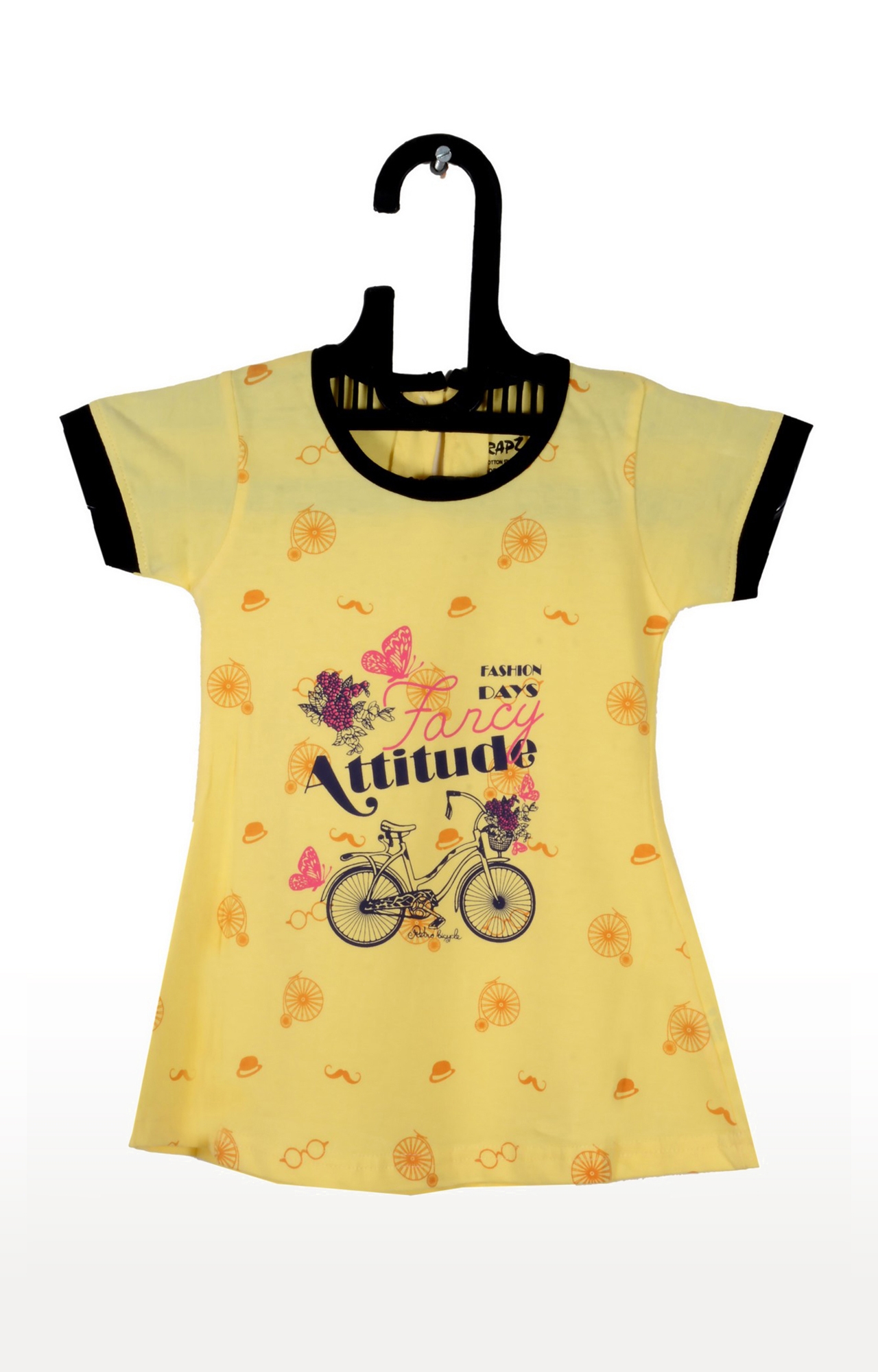 V Brown | Yellow Cotton Printed Round Neck Top 0