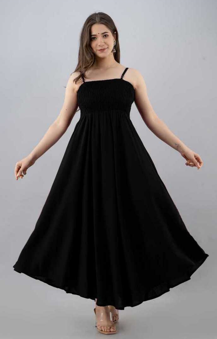 High Slit Party Dress in Black | VENUS