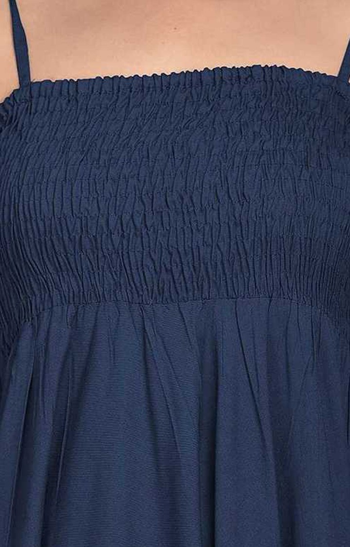 Long Stylish Dark Blue Maxi Dress for Women Western Wear