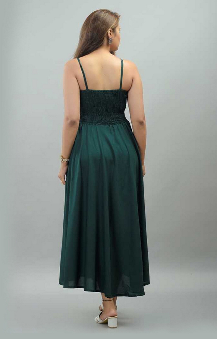 V Brown | Long Stylish Dark Green Maxi Dress for Women Western Wear 1