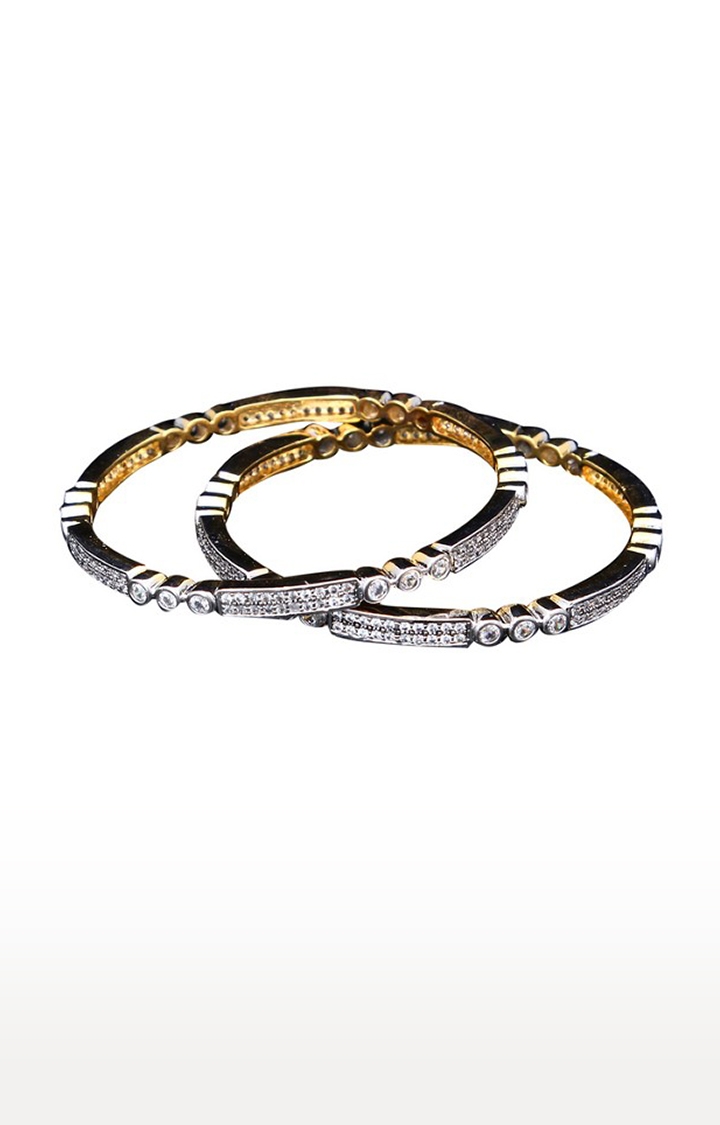 55Carat | Silver Copper 14K Gold Plated Cubic Zirconia Bangles 0