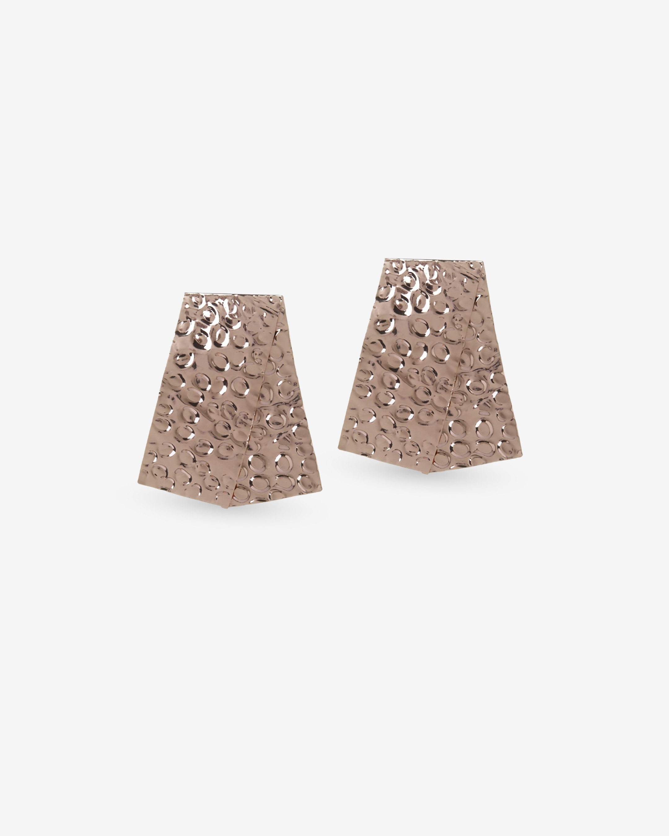 Beaten Rectangles Earrings (Rose Gold)