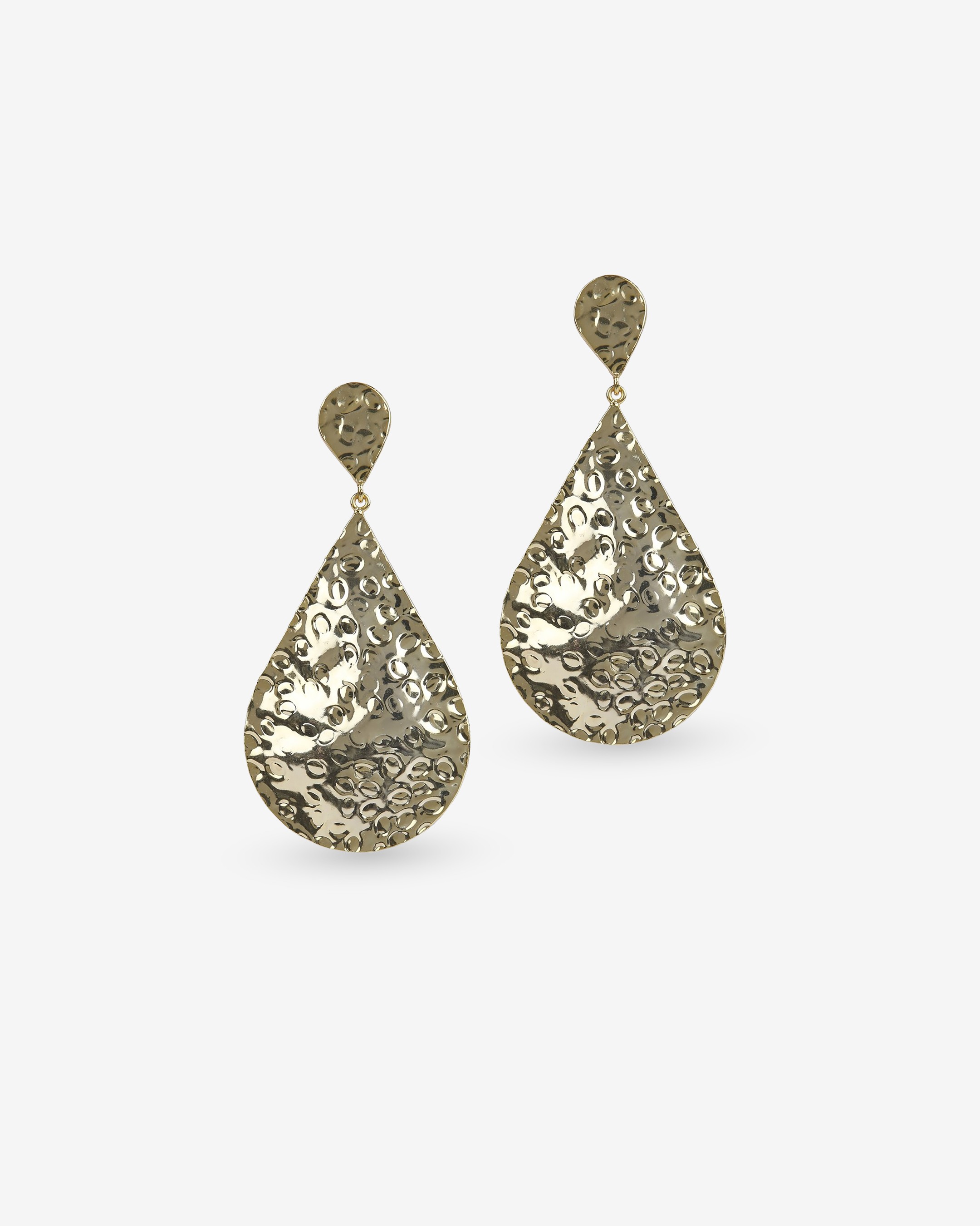 Beaten Teardrop Earrings (Gold)