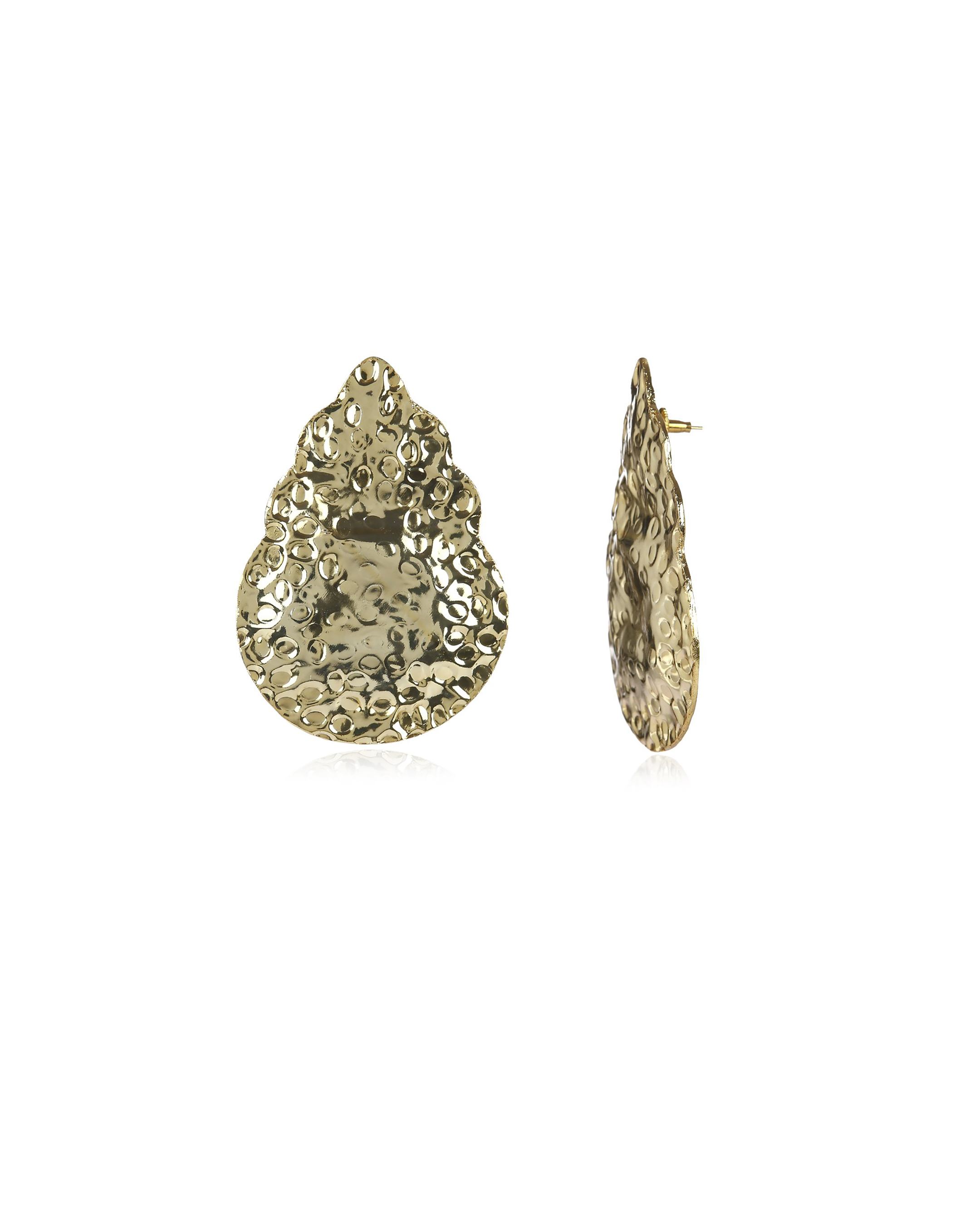Beaten Drop Earrings (Gold)