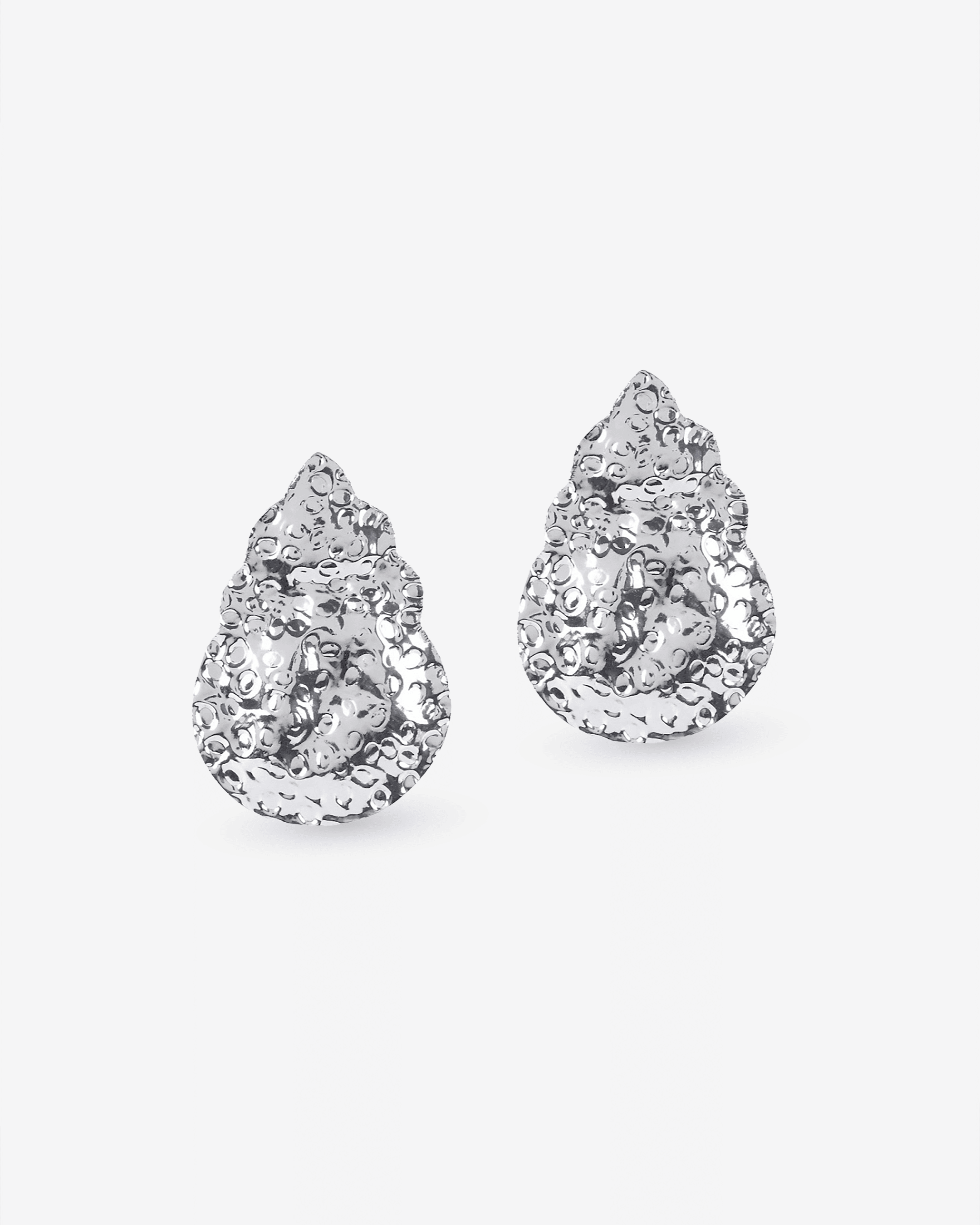 Beaten Drop Earrings (Silver)