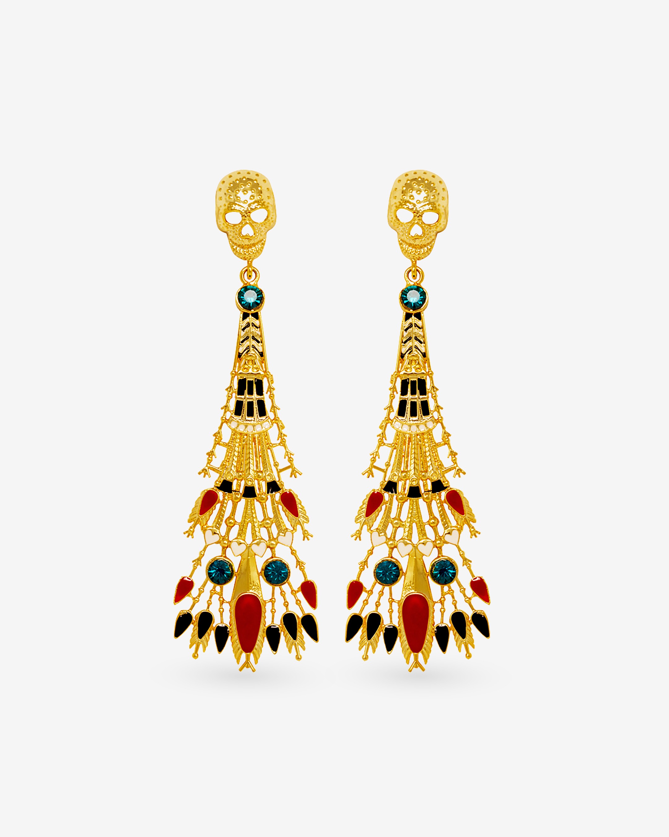 Red Skull Nefertiti Earrings