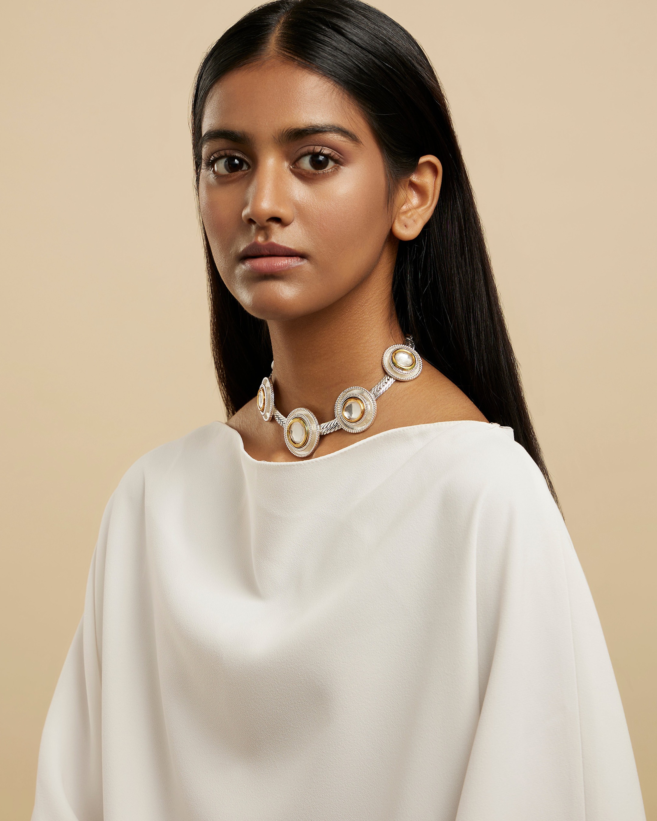 Polki Dot Necklace Silver