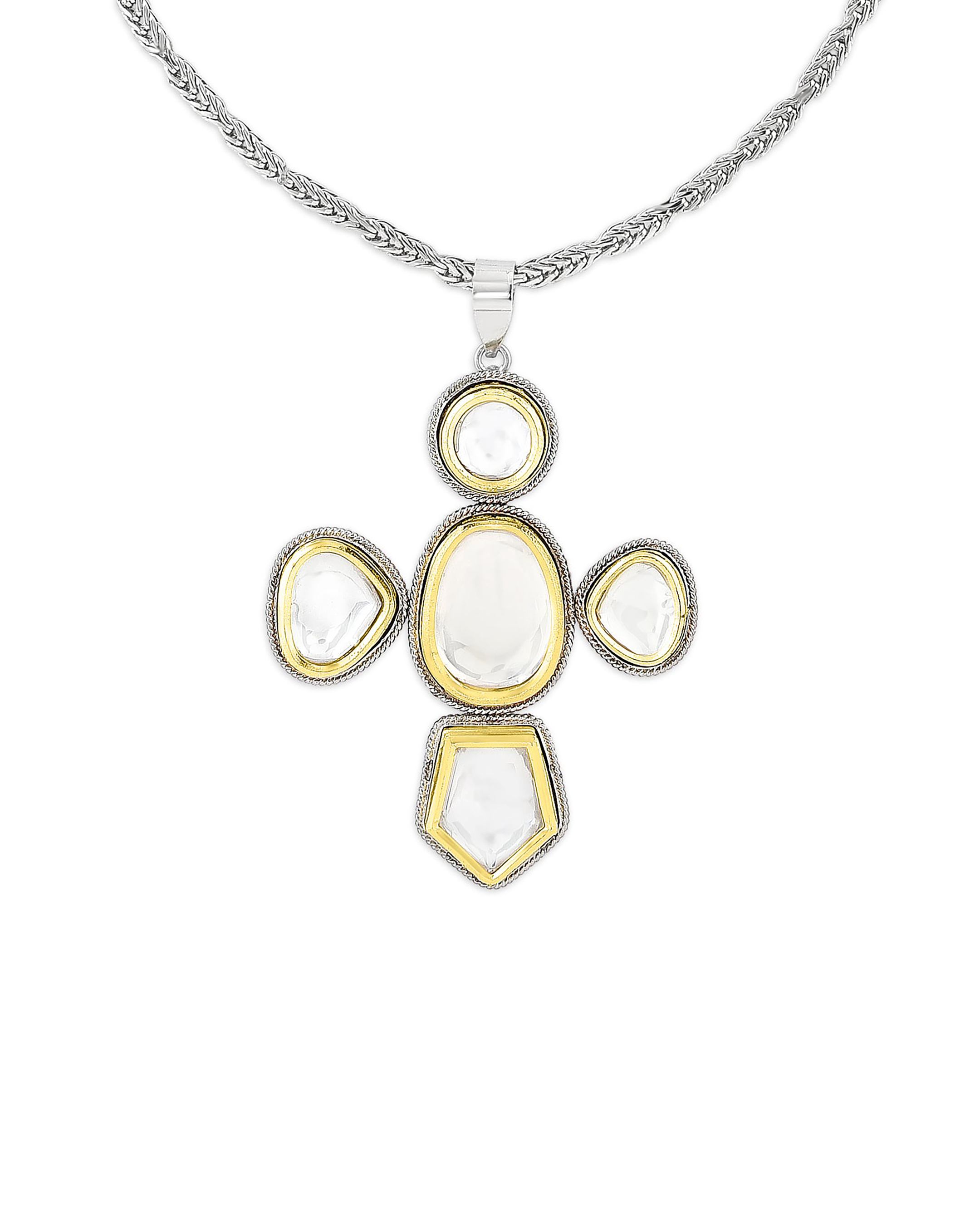 Gold & Silver Polki Church Necklace