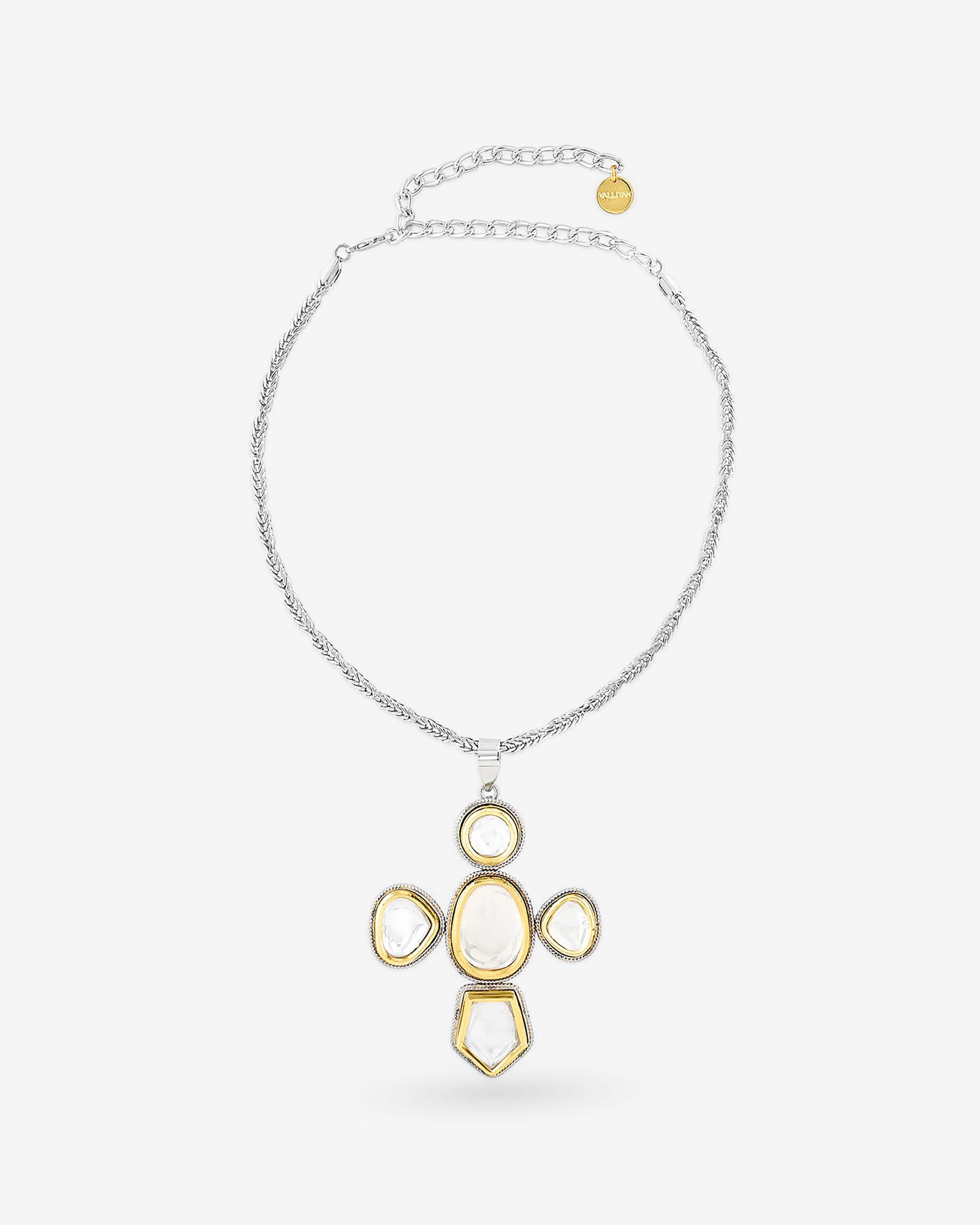 Gold & Silver Polki Church Necklace
