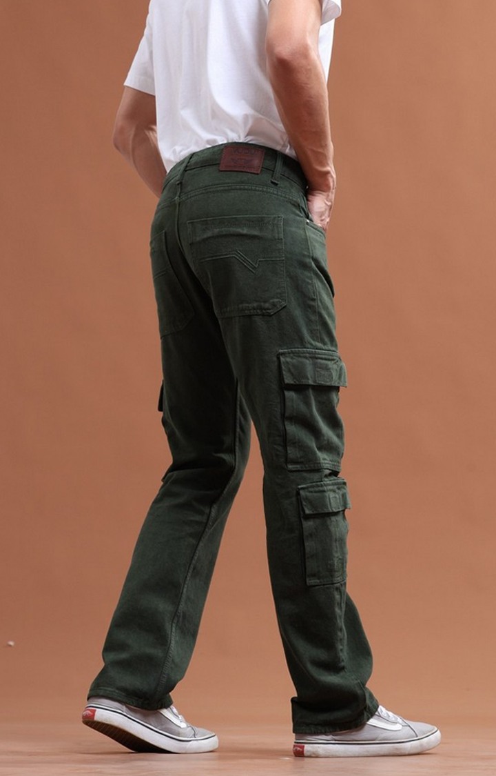 Men's Green Denim Cargo