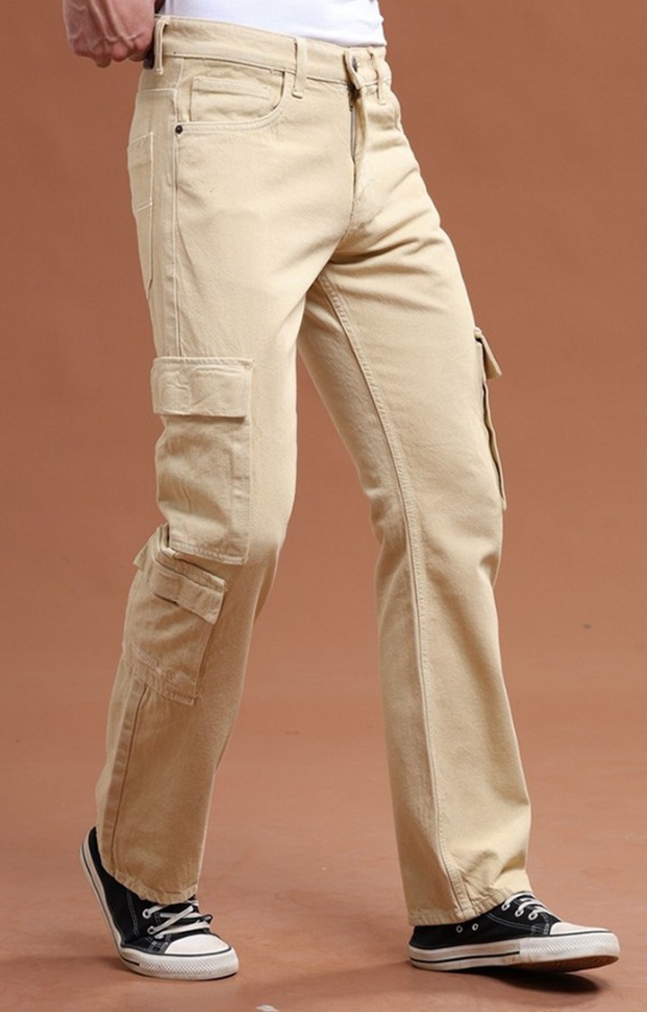 Men's Cream Denim Cargo