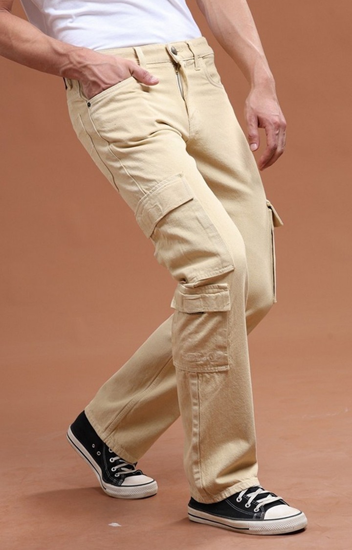 Men's Cream Denim Cargo