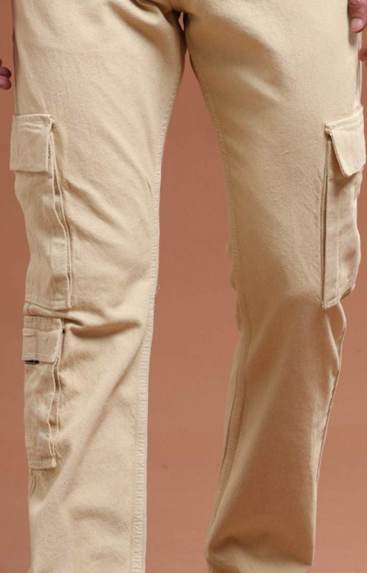 Men's Cream Denim Cargo